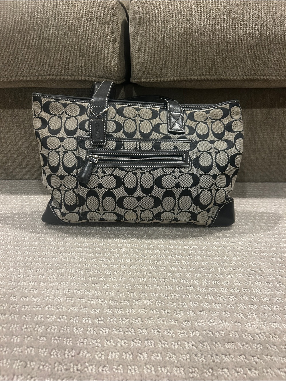 Coach Signature Canvas Tote with Leather Trim